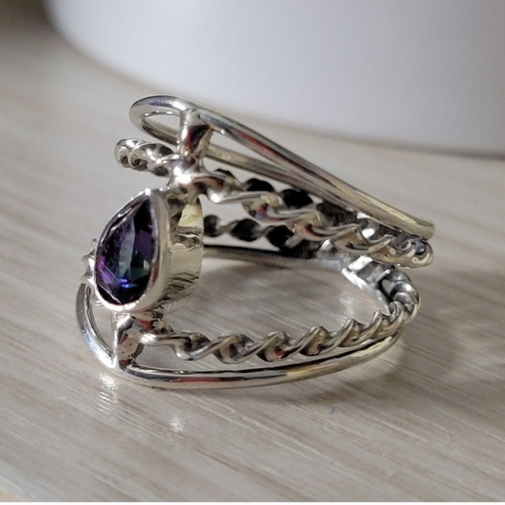 MYSTIC TOPAZ TWISTED STERLING RING - Picture 2 of 10